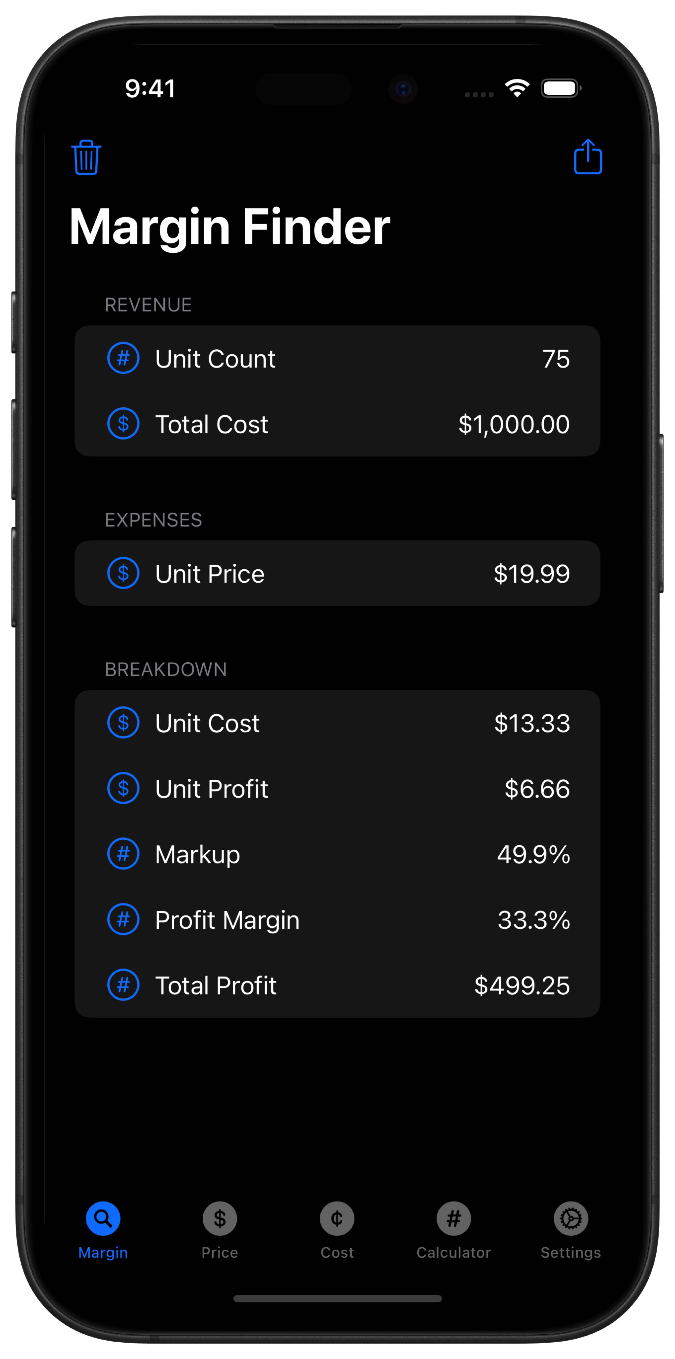 Margin Finder Dark Mode